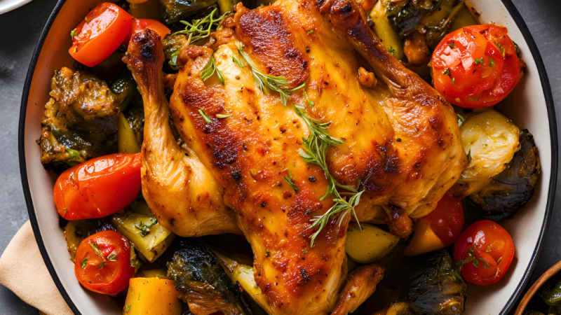 Frango com Legumes ao Forno para Dieta de Emagrecimento