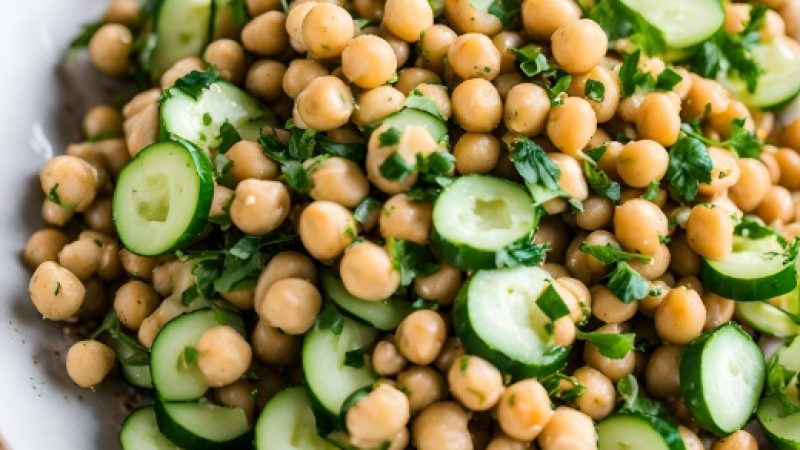 Salada de Grão-de-Bico com Pepino para Perder Gordura Rápido