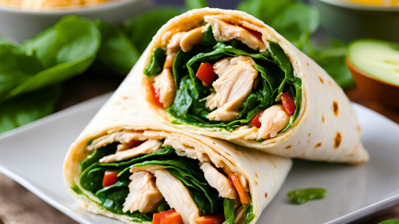 Wrap de Frango com Espinafre para Melhorar a Alimentação