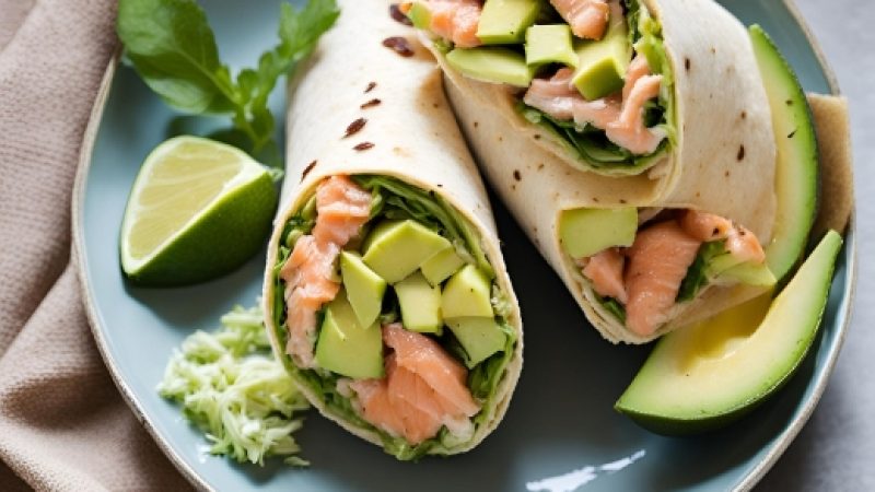 Wrap de Salmão com Abacate para Dieta Saudável