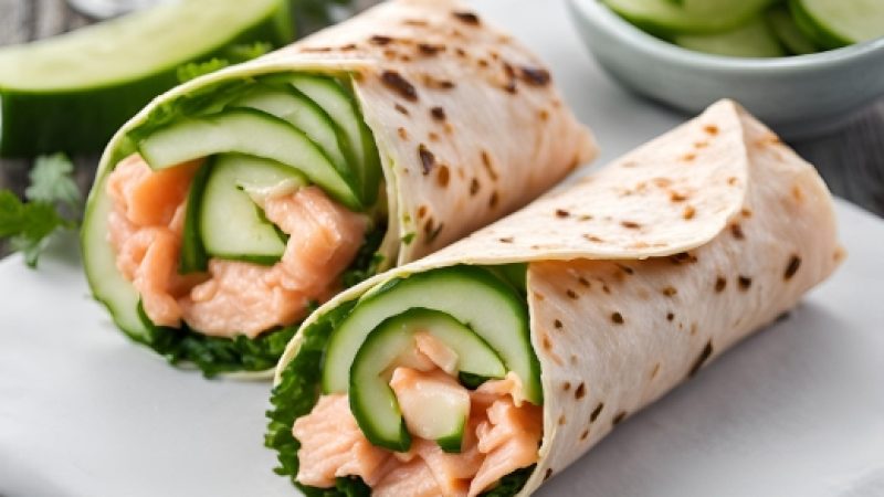 Wrap de Salmão com Pepino para Melhorar a Dieta