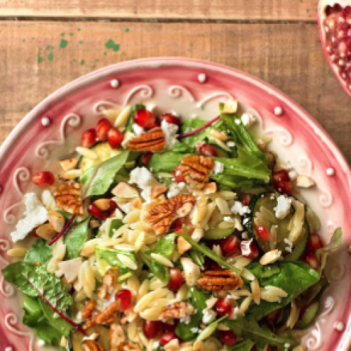 Salada de Orzo com Cranberries e Nozes-Pecã: Uma Receita Colorida, Cremosa e Cheia de Sabor!