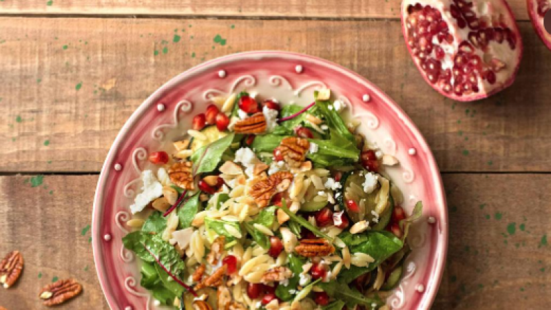 Salada de Orzo com Cranberries e Nozes-Pecã: Uma Receita Colorida, Cremosa e Cheia de Sabor!